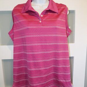 Adidas Climacool Striped Mauve Sleeveless Polo Size L Women's